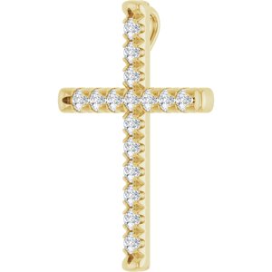 14K Yellow Gold Round 2.4Mm G-H I1 3/4 Ctw Natural Diamond French-Set Cross Pendant