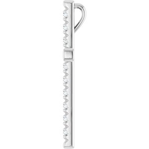 14K White Gold Round 2.4Mm G-H I1 3/4 Ctw Natural Diamond French-Set Cross Pendant