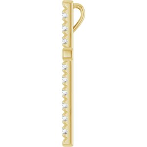 14K Yellow Gold Round 2.4Mm G-H I1 3/4 Ctw Natural Diamond French-Set Cross Pendant