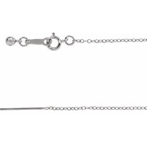 14K White Gold Adjustable Threader Cable Chain, Length: 16-22 In, Width: 1.1 Mm