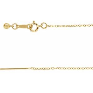 14K Yellow Gold-Filled Spring Ring Adjustable Threader Cable Chain, Length: 16-22 In, Width: 1.1 Mm