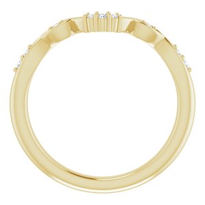14K Yellow Gold Round 1.3 Mm .07 Ctw Natural Diamond Matching Band Size 7