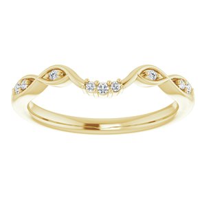 14K Yellow Gold Round 1.3 Mm .07 Ctw Natural Diamond Matching Band Size 7