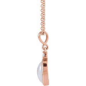 14K Yellow Or White Or Rose Gold Or Sterling Silver 6x4 mm 16-18" Bezel-Set Cabochon Necklace