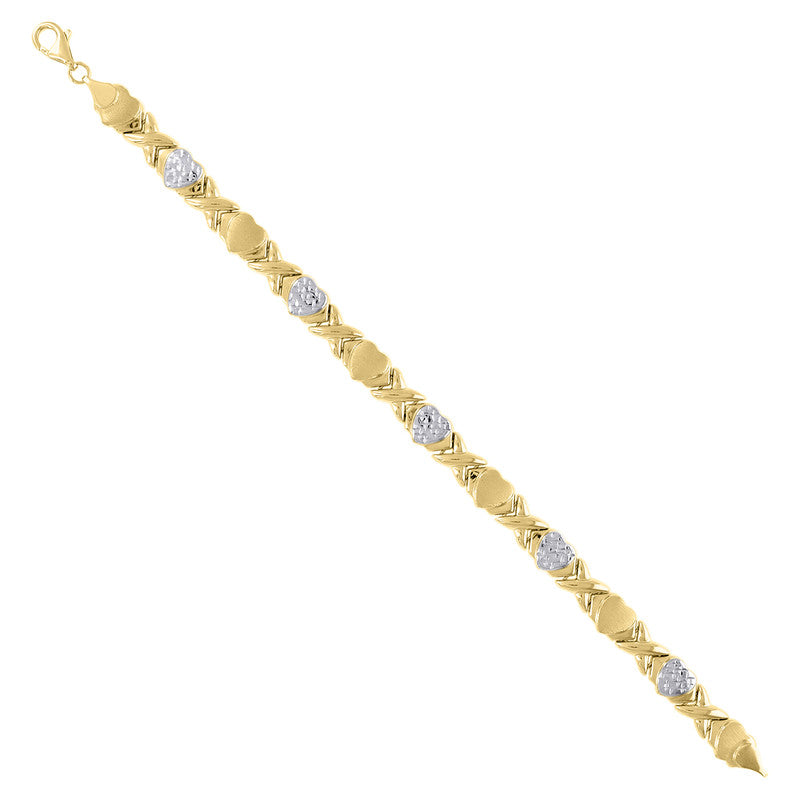 10kt Two-tone Gold Womens Stampato Bracelet Size 8 Inches