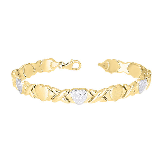 10kt Two-tone Gold Womens Stampato Bracelet Size 8 Inches