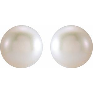14K Yellow Gold Pearl 3 Mm 3Mm White Freshwater Cultured Pearl Earrings