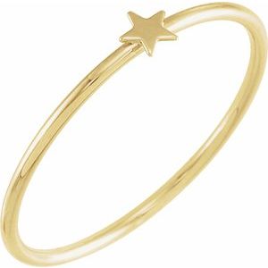 14K Yellow Gold Stackable Star Ring Size 8