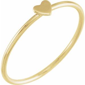 14K Yellow Gold Stackable Heart Ring Size 5
