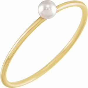14K Yellow Gold Pearl 3 Mm Stackable Imitation Pearl Ring Size 6
