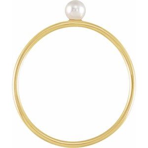 14K Yellow Gold Pearl 3 Mm Stackable Imitation Pearl Ring Size 5