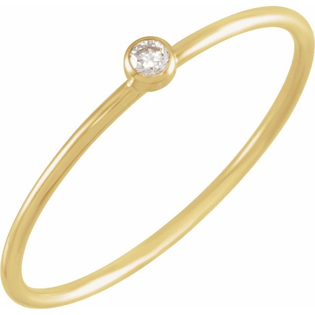 14K Yellow Or White Gold Round 2 Mm Si1, G+ Polished .03 Ct Natural Diamond Stackable Ring