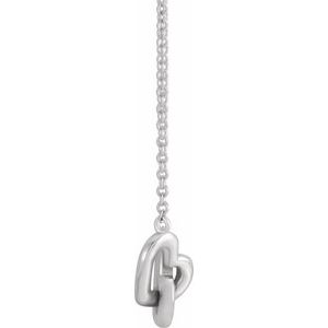 14K White Gold 9.22 X 7.93 Mm 18 In Polished Interlocking Hearts Necklace