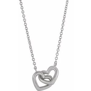 Sterling Silver 9.22 X 7.93 Mm 18 In Polished Interlocking Hearts Necklace