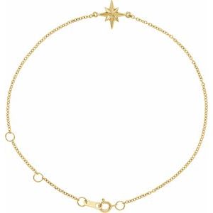 14K Yellow Gold 12.9 X 9 Mm 6 1/2-7 1/2 In Polished Star Chain Bracelet