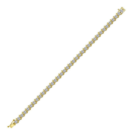 10K Yellow Gold Womens Round Diamond Tennis Bracelet 4-3/4 Cttw