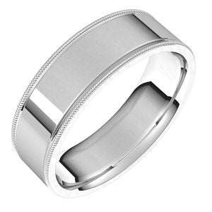 18K Yellow Or White Or Rose Gold Milgrain Standard Fit Flat Band