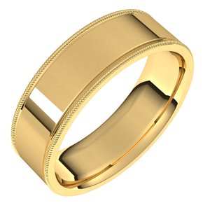 18K Yellow Or White Or Rose Gold Milgrain Standard Fit Flat Band