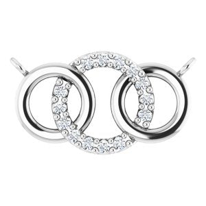 14K White Gold Round G-H I1 .05 Ctw Natural Diamond Interlocking Circle Necklace Center