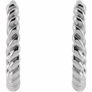 14K White Gold Pair Twisted Rope Hoop Earrings, Length: 11 Mm, Thickness: 1.65 Mm