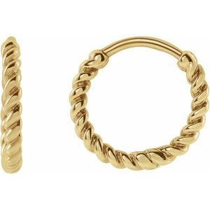 14K Yellow Gold Pair Twisted Rope Hoop Earrings, Length: 11 Mm, Thickness: 1.65 Mm