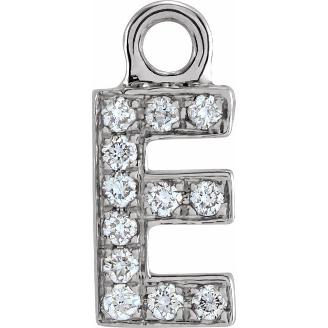 14K Yellow Or White Or Rose Gold Round I1, H+ Polished Natural Diamond Initial Dangle