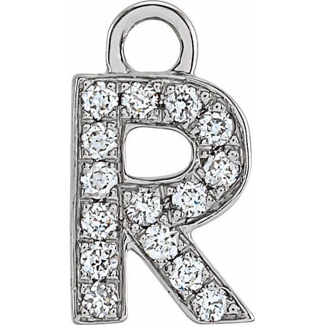 14K Yellow Or White Or Rose Gold Round I1, H+ Polished Natural Diamond Initial Dangle