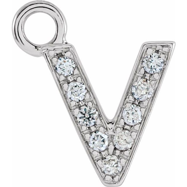 14K Yellow Or White Or Rose Gold Round I1, H+ Polished Natural Diamond Initial Dangle