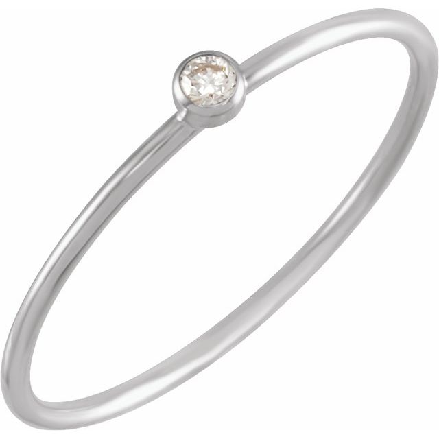 14K Yellow Or White Gold Round 2 Mm Si1, G+ Polished .03 Ct Natural Diamond Stackable Ring