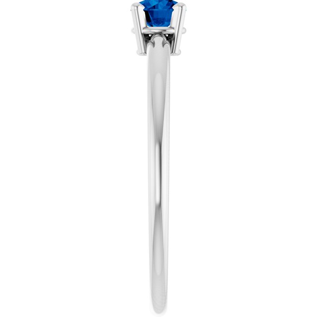 Sterling Silver Round 4 Mm Polished Natural Blue Sapphire Birthstone Ring, Size 7