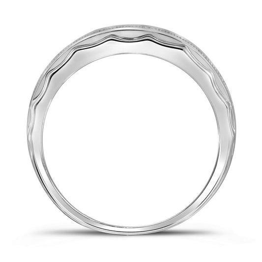 Sterling Silver Mens Round Diamond Wedding Pave Band Ring 1/5 Cttw, Mens Size: 7-13