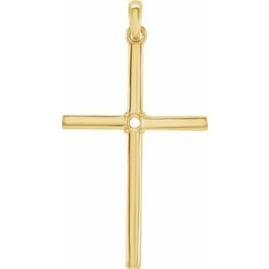 10K Yellow Gold Round 1.75Mm Cross Pendant Mounting