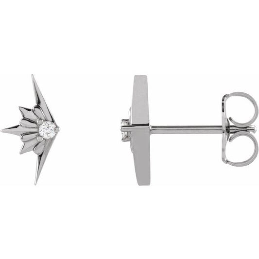 14K White Or Yellow Gold 1.5 Mm Round Friction Back Polished .03 Ctw Natural Diamond Starburst Stud Earrings