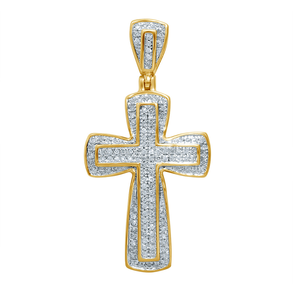 10K Yellow Gold 0.24-0.27 Cttw Diamond "Cross" Charm