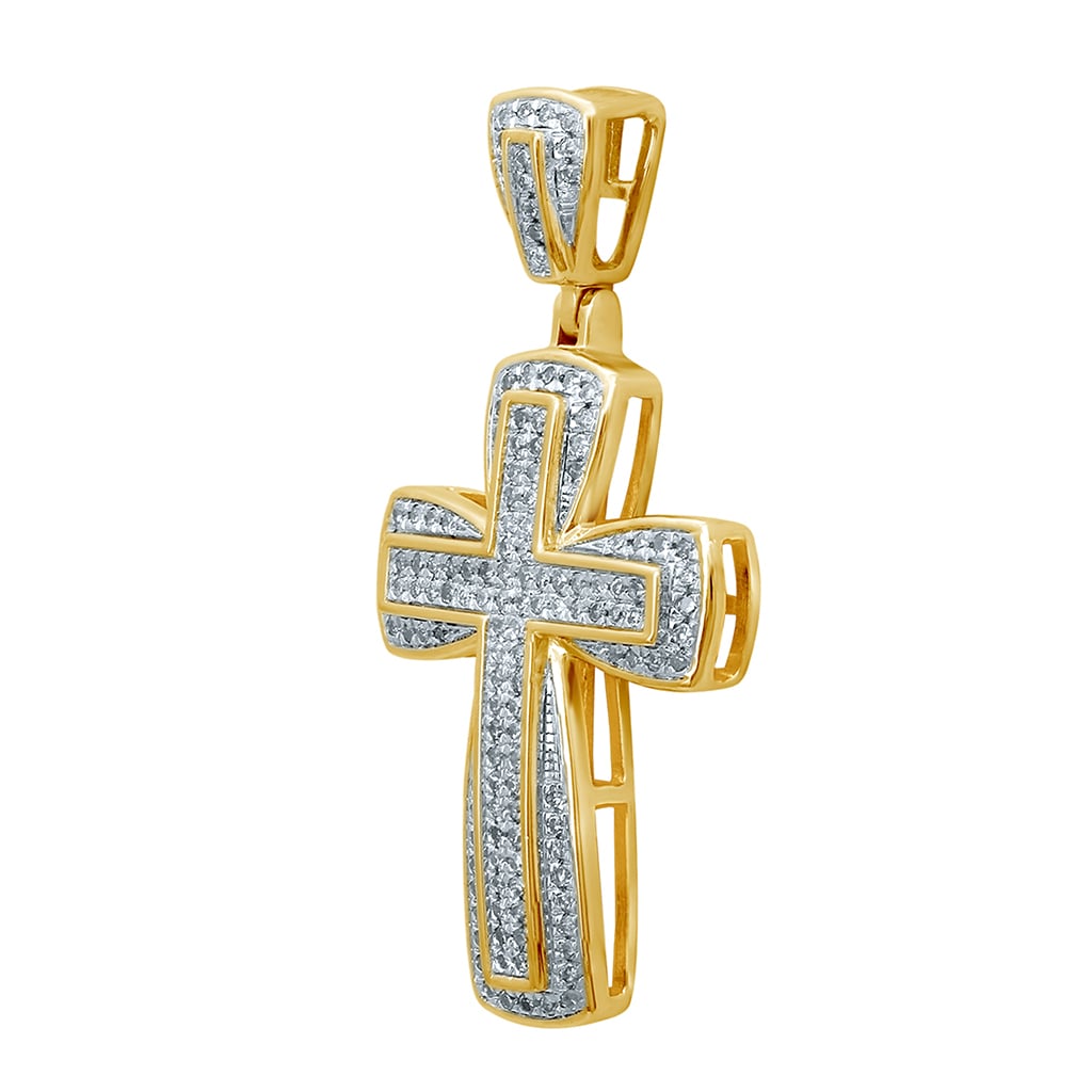 10K Yellow Gold 0.24-0.27 Cttw Diamond "Cross" Charm