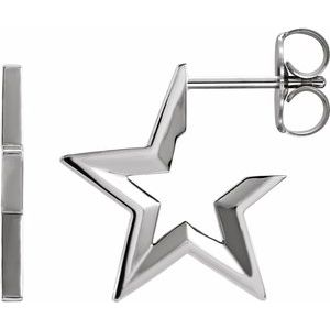 Sterling Silver Star Hoop Earrings