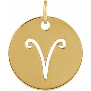 14K Yellow Or Rose Gold Or Sterling Silver Polished Round Zodiac Pendant