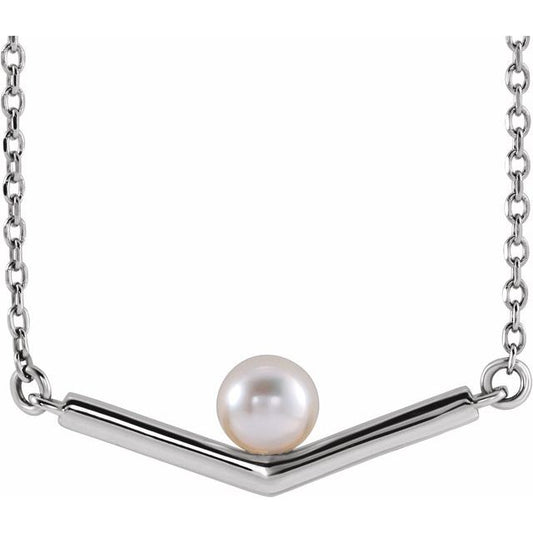 Sterling Silver 4 Mm 18 In Polished Cultured White Akoya Pearl Necklace