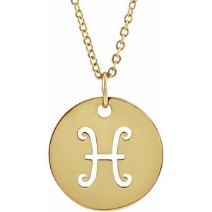 14K Yellow Or White Or Rose Gold Or Sterling Silver Polished Round Zodiac Necklace