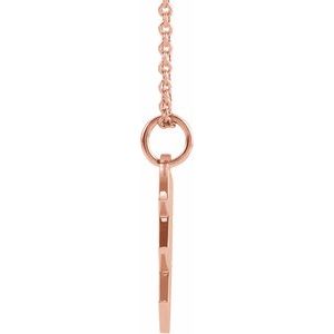 14K Rose Gold Right 17 X 10 Mm 16-18 In Polished Broken Heart Necklace