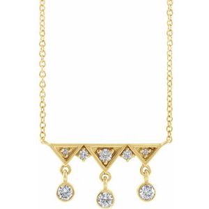 14K Yellow Gold Round G-H I1 1/5 Ctw Natural Diamond Fringe Necklace, Length: 18 In