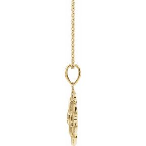 14K Yellow Gold 22.73 X 15.35 Mm 16-18 In Polished Floral-Inspired Necklace