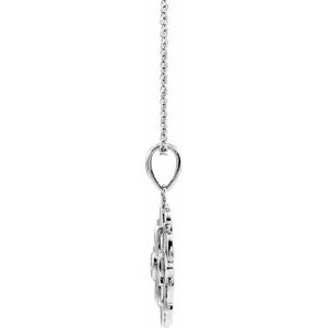 Sterling Silver 22.73 X 15.35 Mm 16-18 In Polished Floral-Inspired Necklace