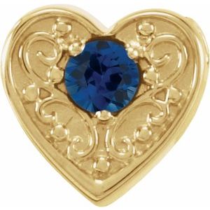 14K Yellow Gold Round 3 Mm Natural Blue Sapphrie Family Heart Slide Pendant