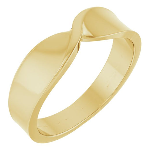 14K Yellow Gold Polished 5 Mm Polished Twisted Stackable Ring, Size 7