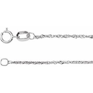 14K White Gold Singapore Chain, Length: 7 In, Width: 1 Mm