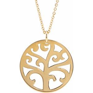 14K Yellow Gold 20 Mm 16-18 In Polished Tree Necklace