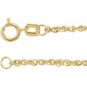 14K Yellow Gold Diamond-Cut Singapore Chain, Length: 7 1/2 In, Width: 1.7 Mm