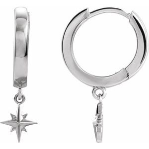 Sterling Silver Hoop Earrings With Star Dangle