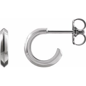 Sterling Silver Pair Knife-Edge Hoop Earrings, Length: 10 Mm, Thickness: 2 Mm